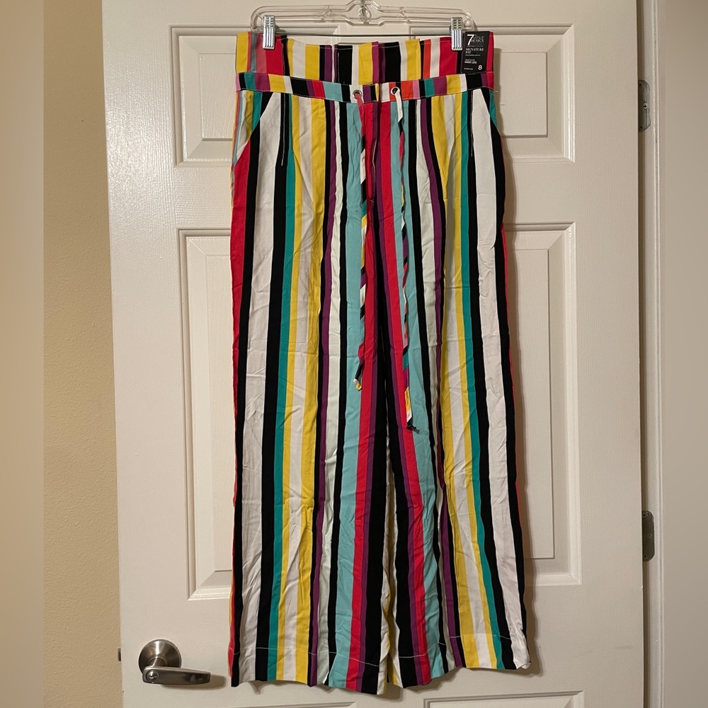 NWT 7th Avenue New York & Company Wide Leg Multicolor Stripe Palazzo Pant Size 8 - Picture 2 of 9
